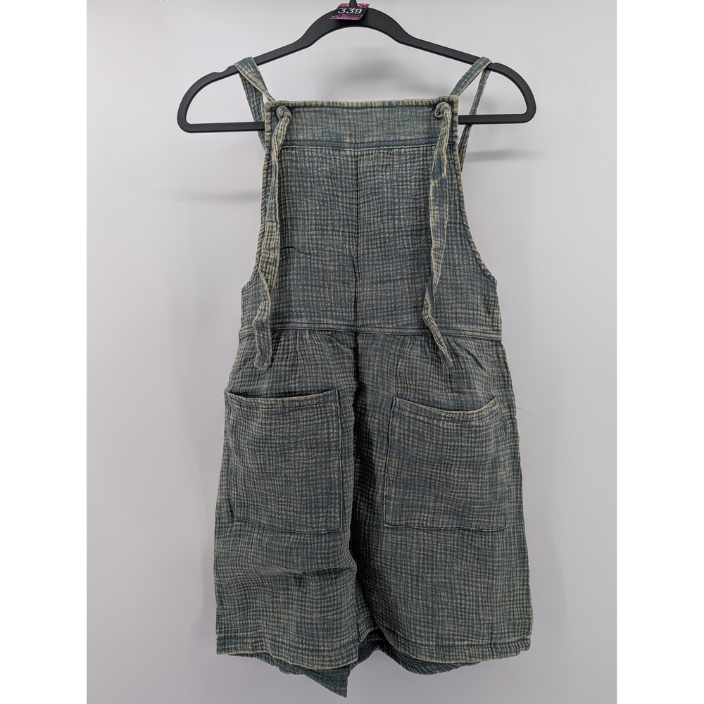 Zenana Overalls Women Ash Jade Gauze Cotton Shortalls Tie Strap Small